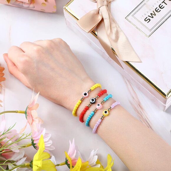 96Pcs Colorful Evil Eye Bracelets Gift Set for Women & Men - Picture 3 of 7